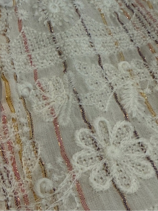 NWT Miss Me Sz S Cream Striped Tassel Camisole with Coral Accents gold threading - Picture 5 of 8